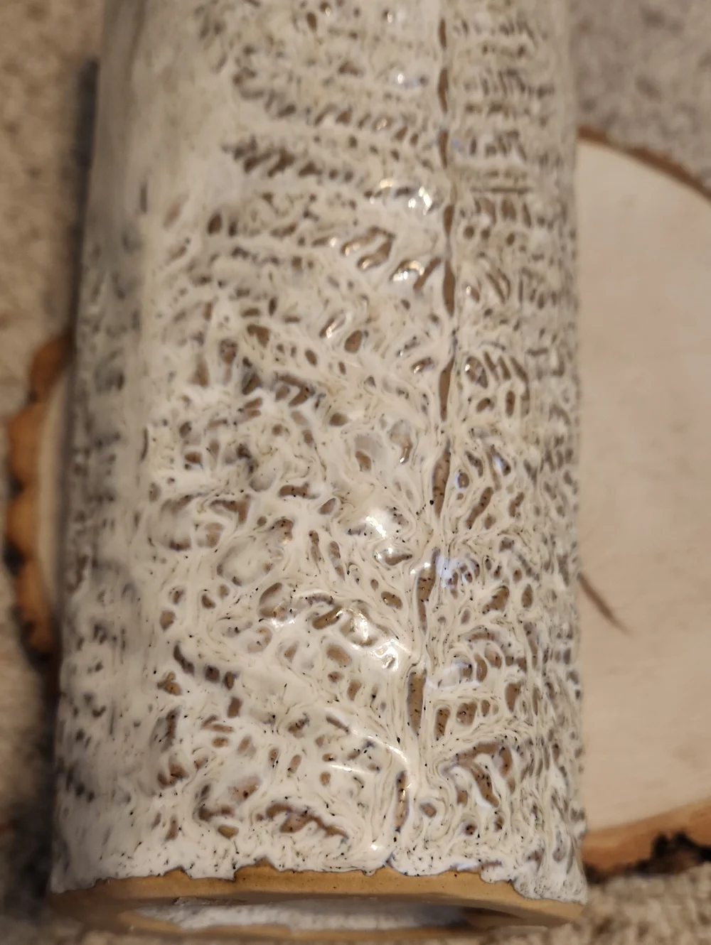 Anthropologie Textured Fern Design Vase 11.5